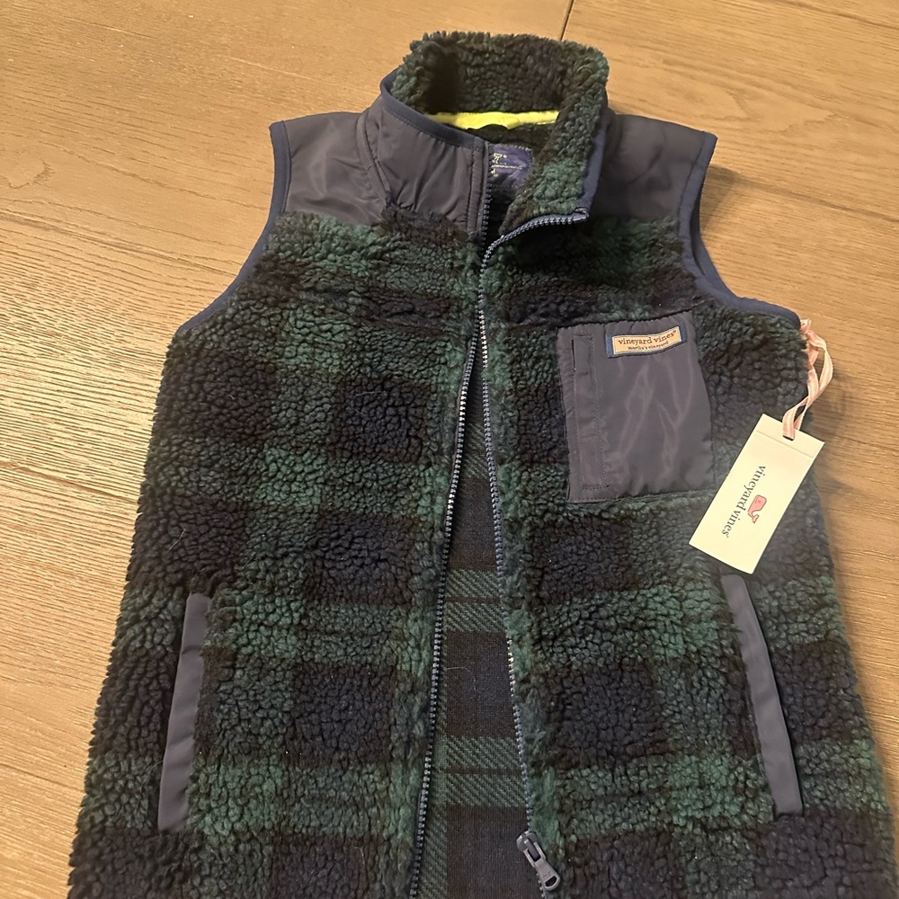 Vineyard Vines Navy and Yellow Fleece Vest